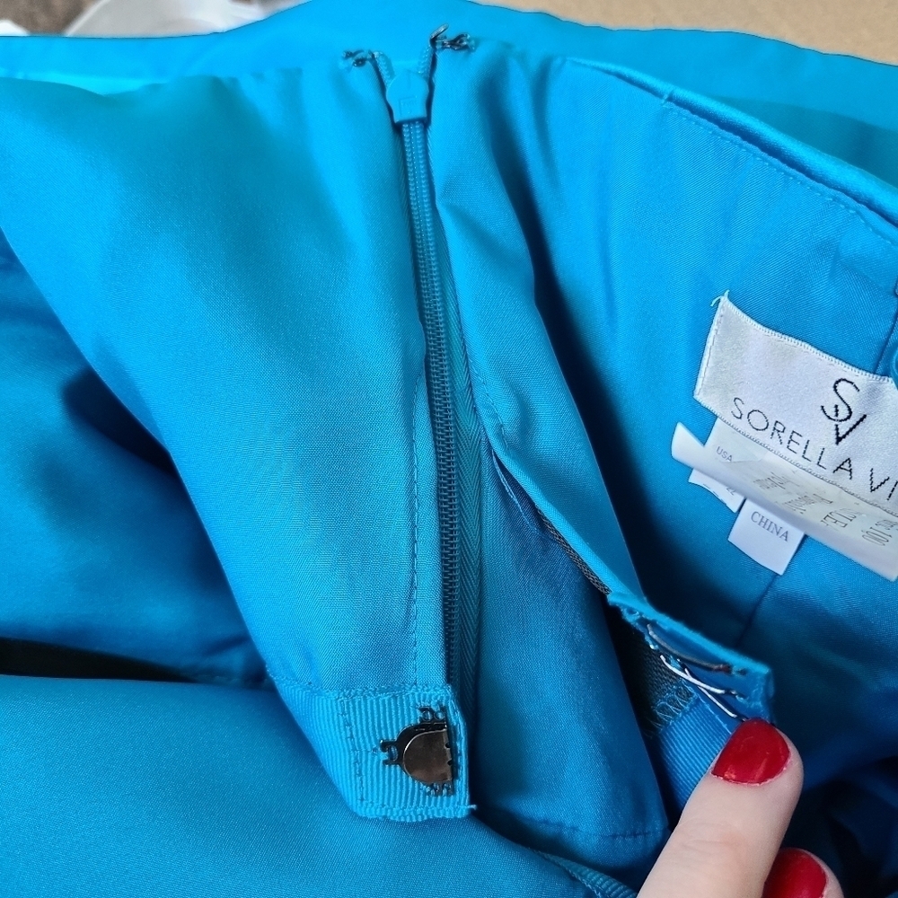 Sorella Vita Blue Gathered Pleat Sweetheart Mini Formal Dress - Size 20 - Picture 7 of 7